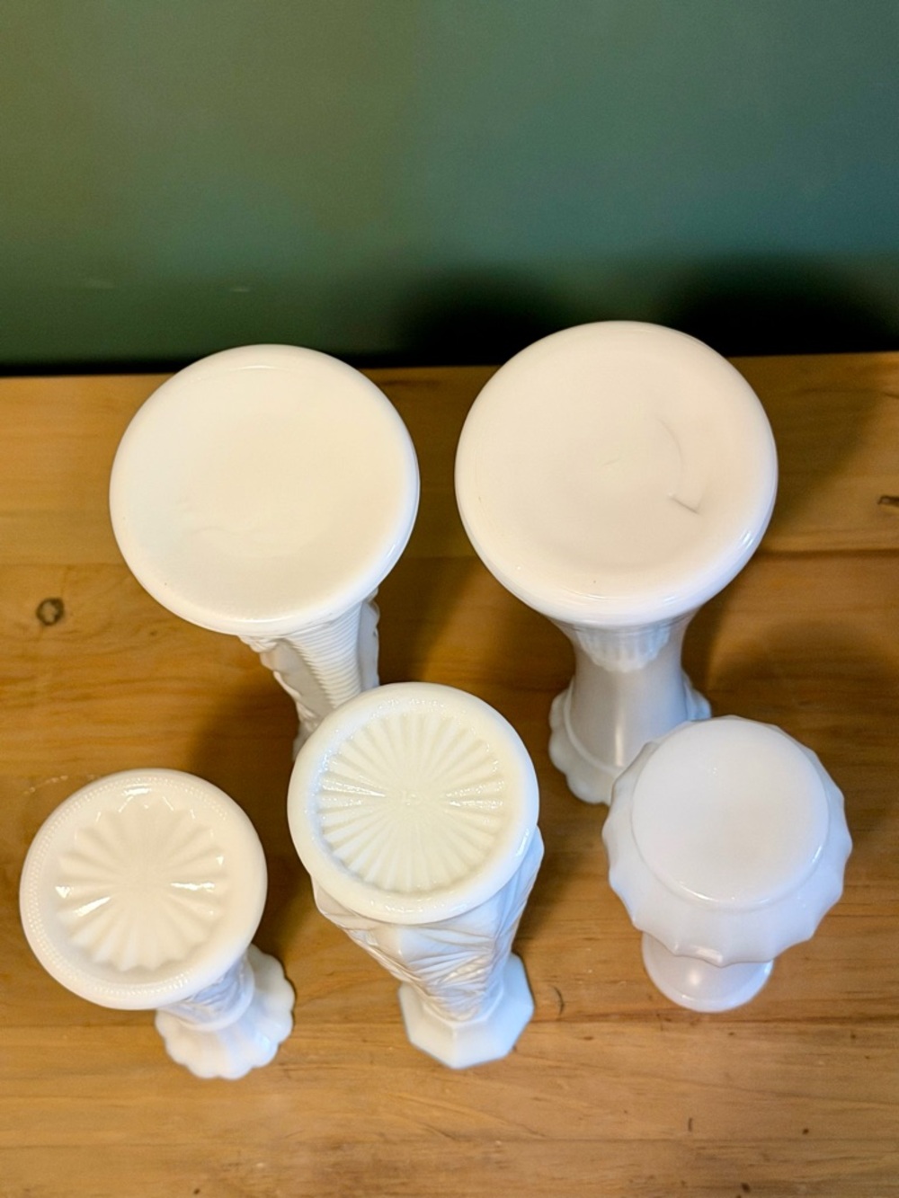 Vintage Milk Glass Lot Vases + Goblets Hobnail Grapes Wedding Decor - Picture 8 of 15